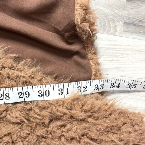Tularosa Jacket Women’s Medium Beige Brown Open Waterfall Front Shag Teddy Coat - Picture 6 of 6